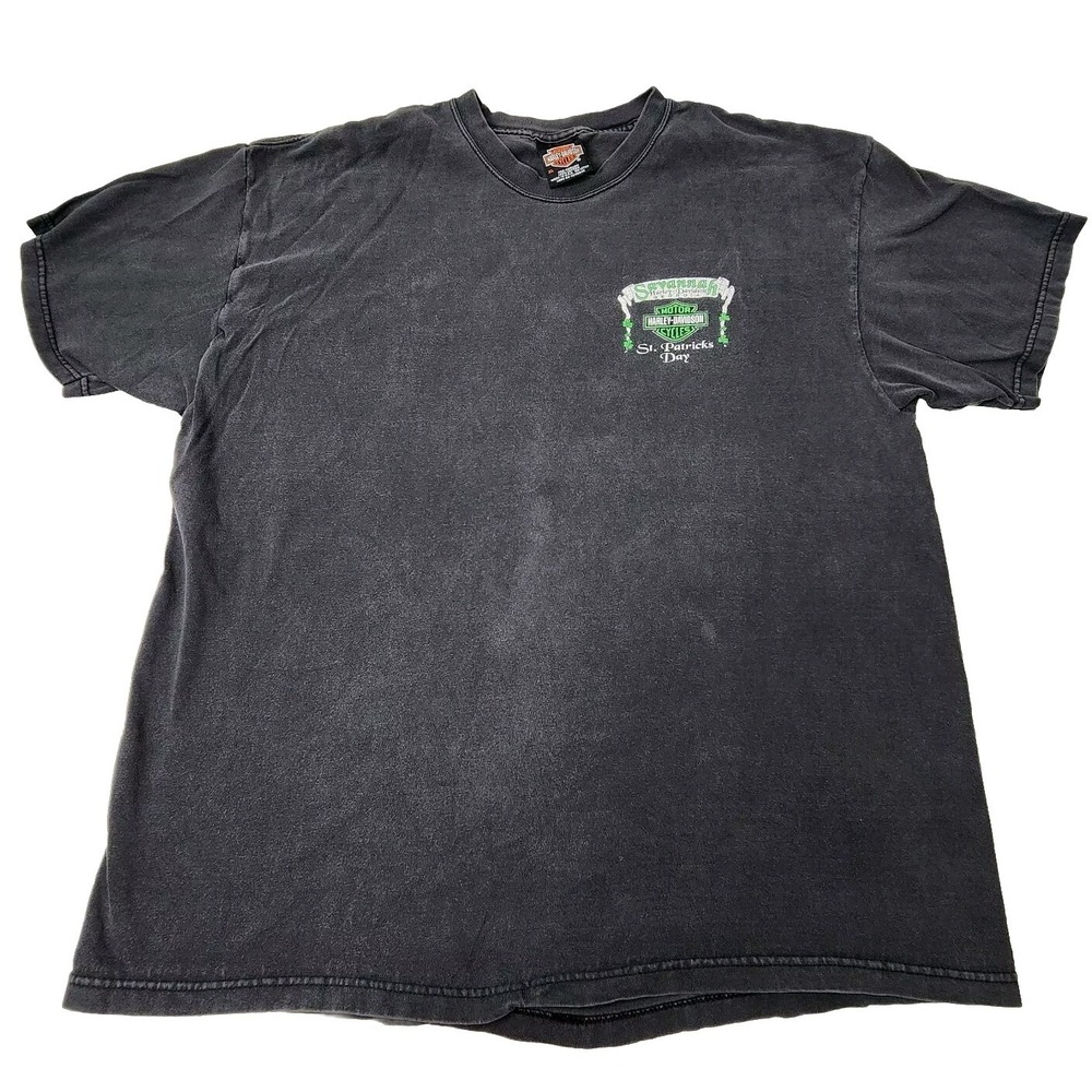 Harley Davidson Savannah Georgia St. Patrick's Day XL T-Shirt Men's Double Sided